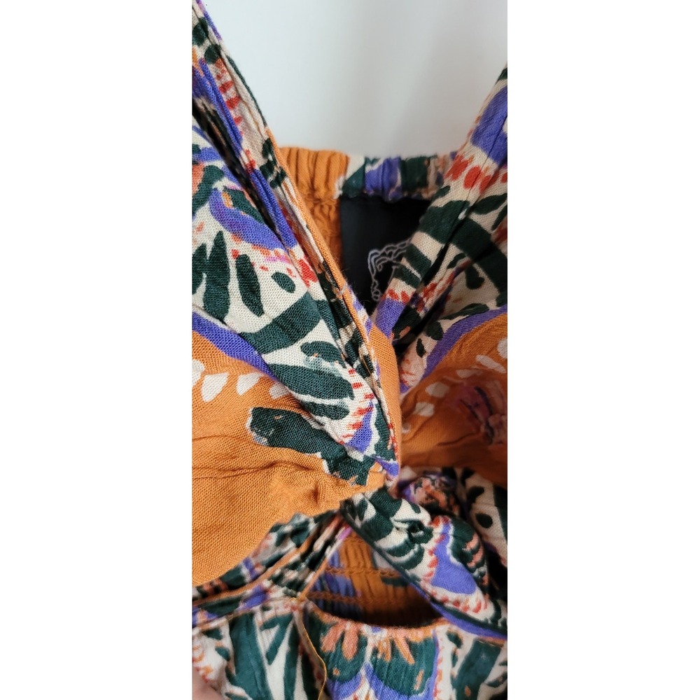 Angie Women's Dress Size S Floral Orange Bohemian Front Tie Lightweight - Picture 2 of 4